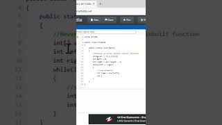 Reverse Array in C# Without Built-in Function 🔥 | Interview Trick #coding #csharp #dotnet #shorts