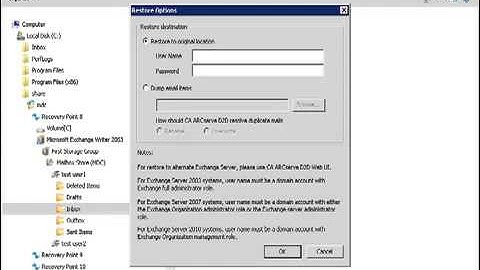 How to Restore an Exchange Object in Arcserve D2D r16