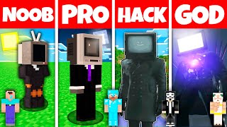 Minecraft Battle: NOOB vs PRO vs HACKER vs GOD! TV MAN SKIBIDI BASE BUILD CHALLENGE Animation