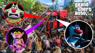 OGGY And FRIENDS Try To Survive A Deadly Zombie Apocalypse In His TRUCK In GTA 5! screenshot 1