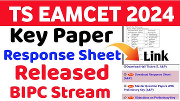 TS EAMCET 2024 Bipc Response Sheet & Key Paper Released | How to download Eamcet 2024 response sheet