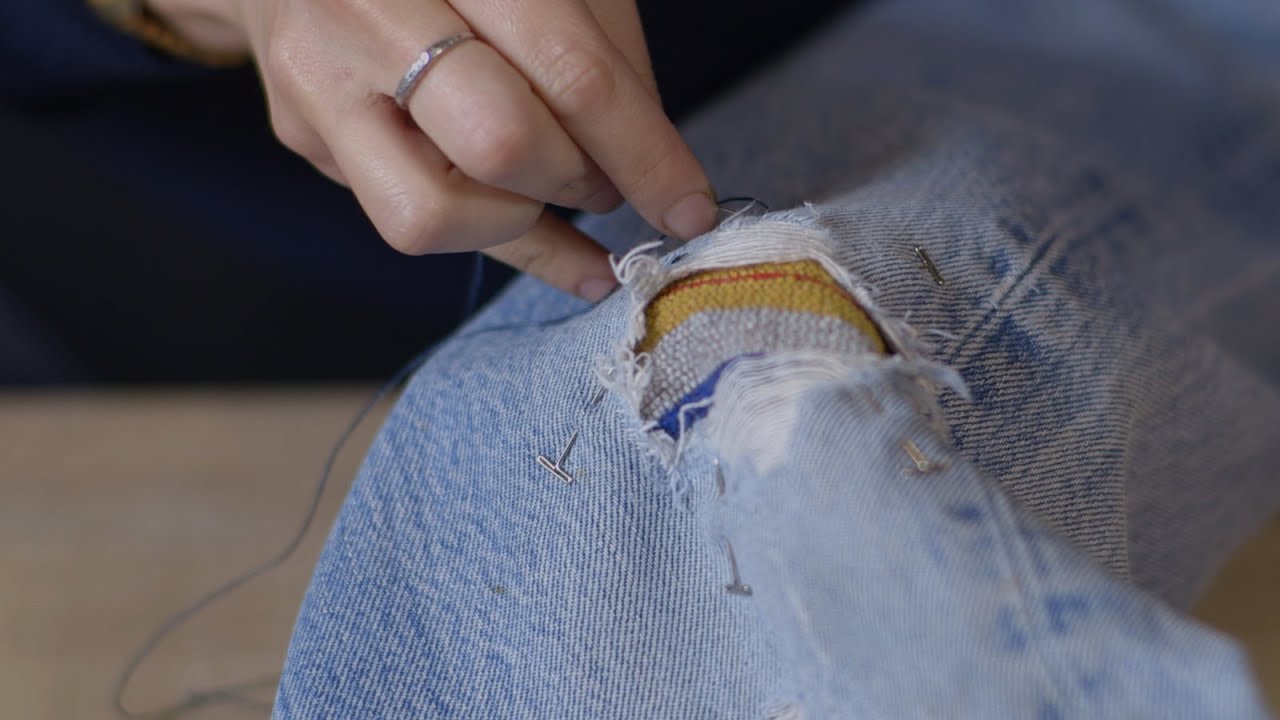 How to Repair Jeans with a Fabric Patch | Levi's - YouTube