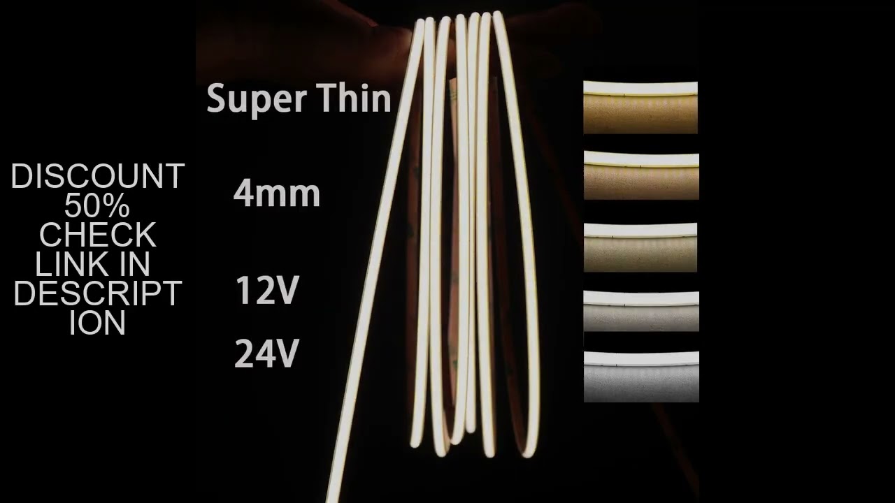 4mm COB LED Strip Lights 12V 24V 480leds/m Warm Nature Cool White For Room Car FOB Decoration Flexib