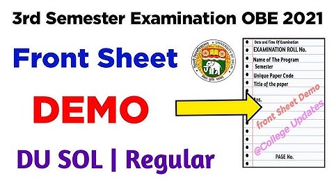 DU SOL OBE Front sheet Demo | SOL 3rd Semester Exam OBE 2021 | What details to enter on the front...