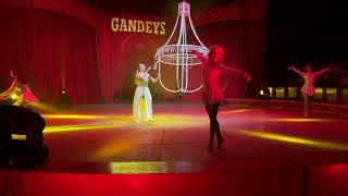 Gandeys Circus 2020 Spooktacular Merry Hill Paige Miller on the Chandelier