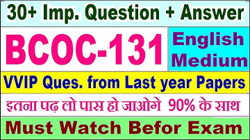 BCOC 131 important questions with answer in English | bcoc 131 Previous Year Question Paper