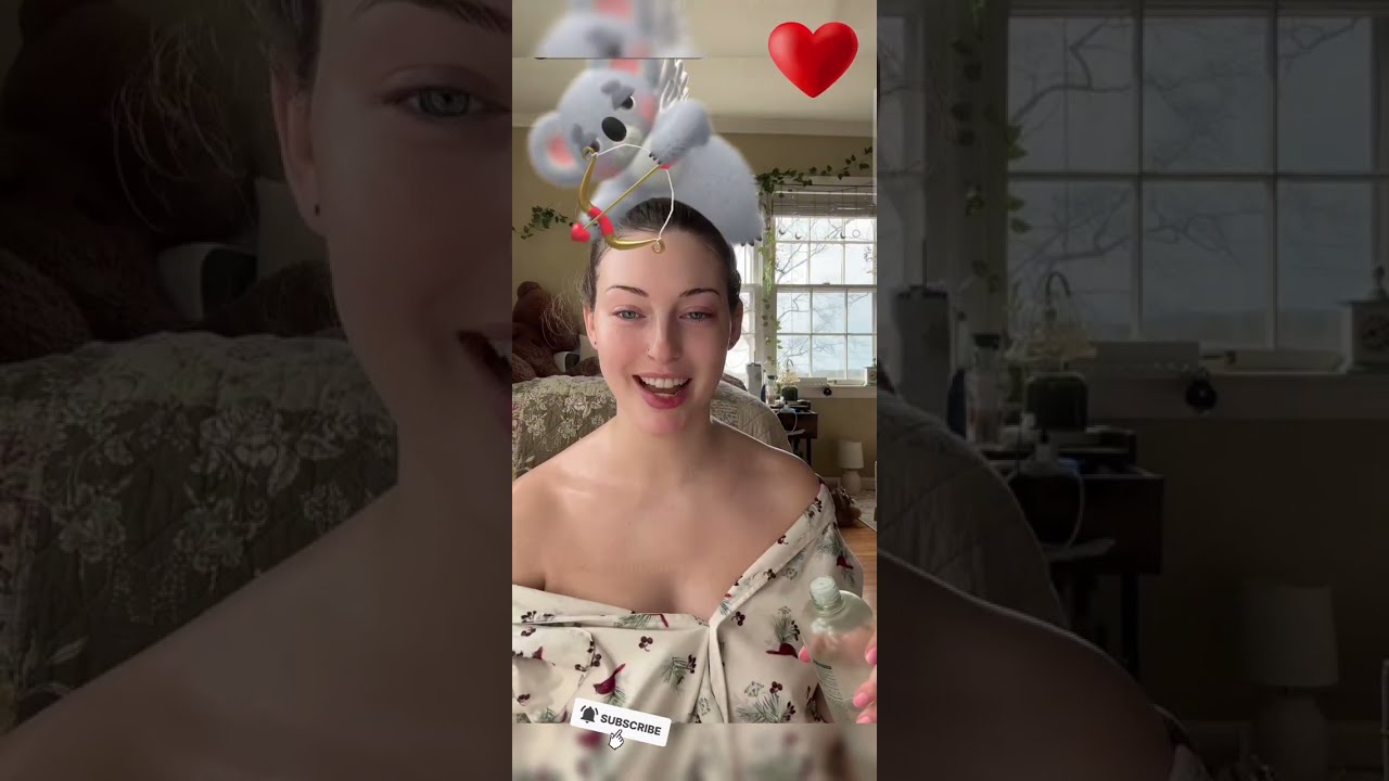 Beautiful Girl's Routine in Front of the Camera Every Morning.