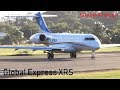 Lovely Bombardier BD-700-1A10 Global Express XRS Arrival/Taxi/Departure from St. Kitts !!!