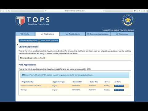 DPS Texas Online Private Security (TOPS) | My Applications