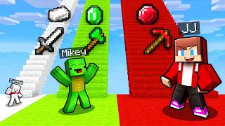 Mikey and JJ and Carrie TINY vs GIANT Stairs Challenge - Minecraft (Maizen)