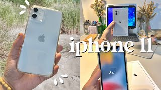  iphone 11 unboxing (white, 64gb) 🤍