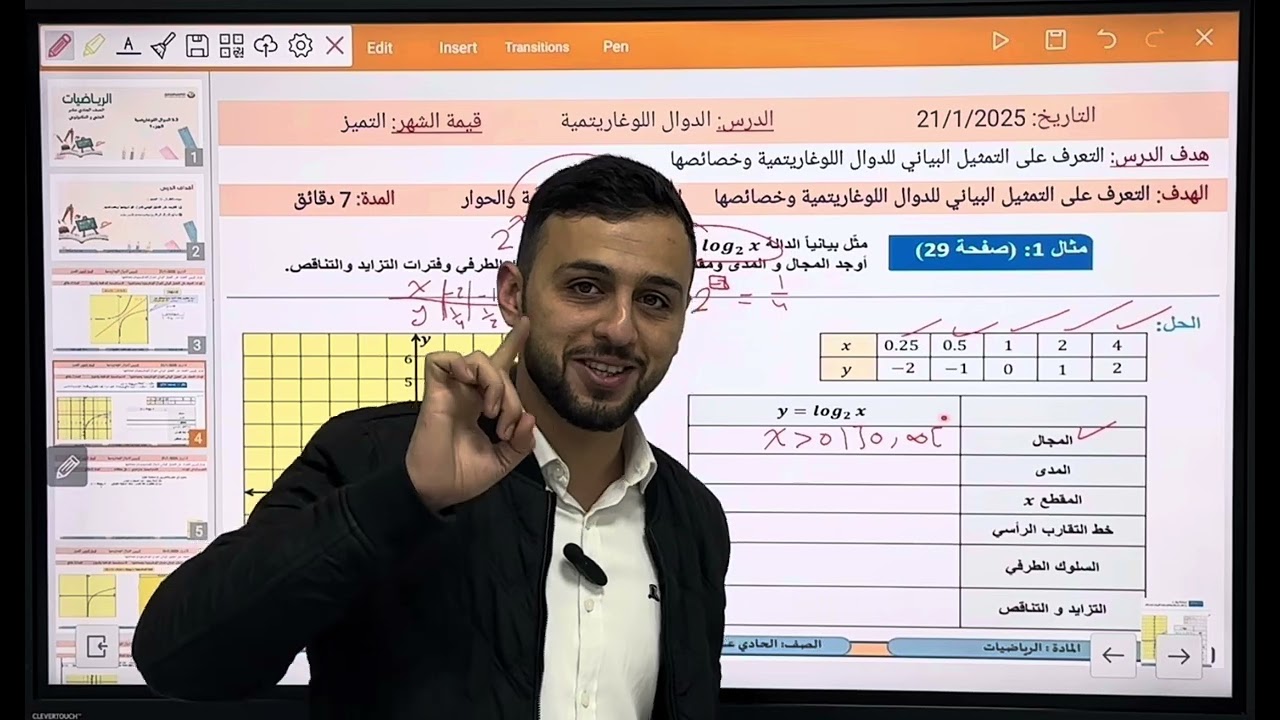 الدوال اللوغاريتمية الجزء الاول للمستوى الحادي عشر علمي منهاج قطر 🇶🇦