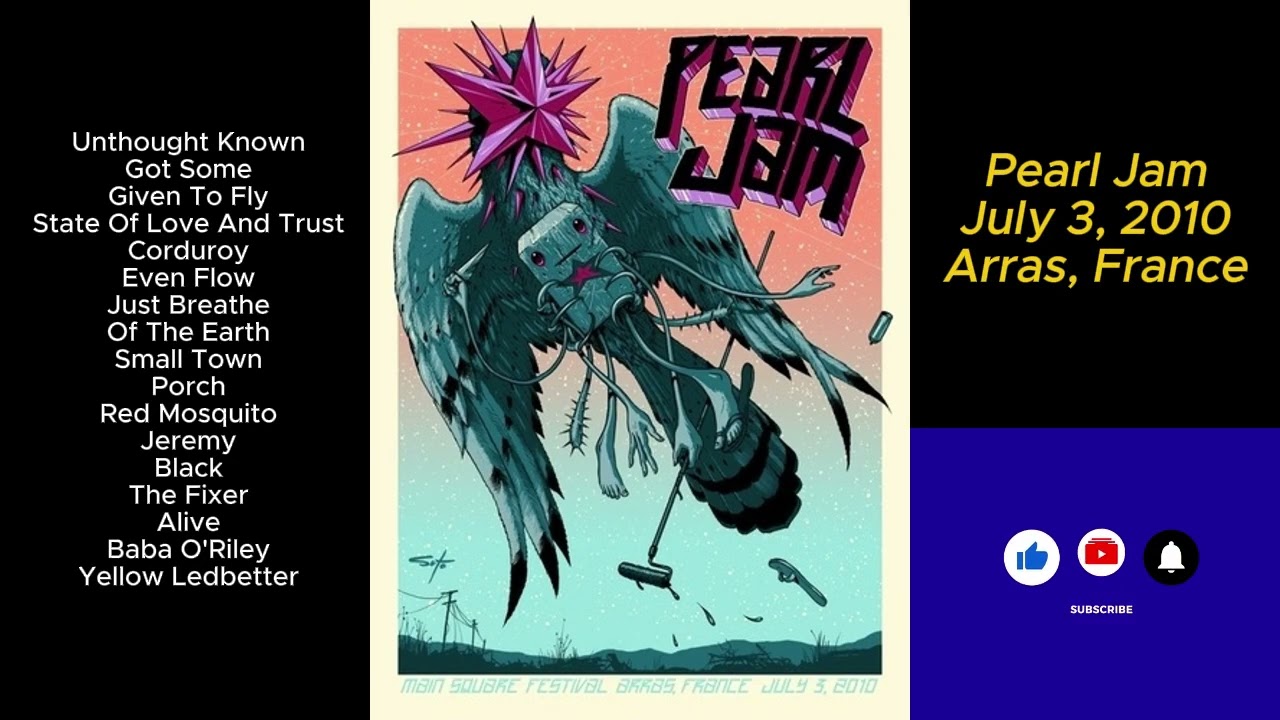 Pearl Jam July 3, 2010 Arras France Full Show LIVE Music Concert Alternative Grunge Set Backspacer