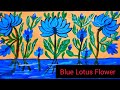 live Blue FLOWER Painting for beginners On Yellow Paper/How Blue Lotus Flower Painting/
