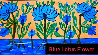 live Blue FLOWER Painting for beginners On Yellow Paper/How Blue Lotus Flower Painting/