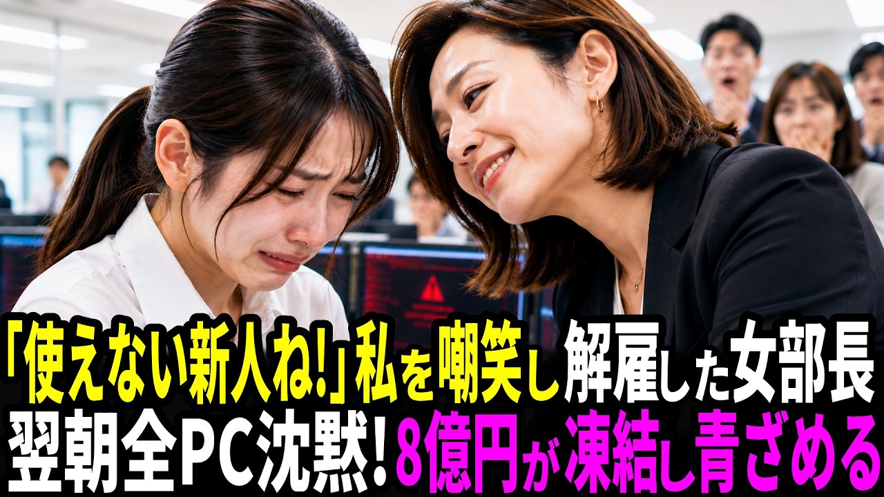 朝9時ちょうど、フロアの全てのモニターが一斉に真っ暗になった。決済端末も、在庫画面も、受注システムも、全部が沈黙したままだ)。「どうなってるの?早く直しなさい!」部長の叫び声がフロアに響くが、誰も直せない)。このシステムを生かしていたのは、昨日彼女が「使えない新人ね」と切り捨てた、たった1人の女性だったからだ)。24時間前、私は静かにデスクを片付けながら言ったんだ。「1つだけお願いがあります...