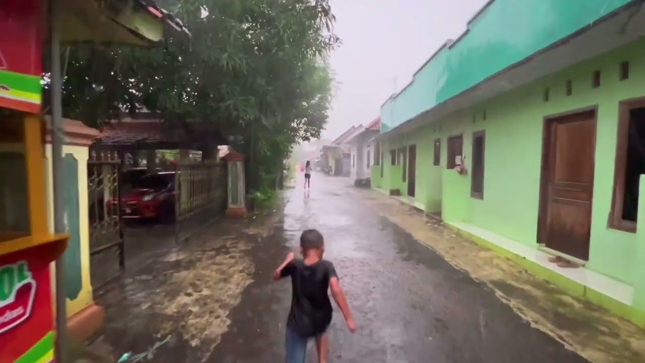 HEAVY RAIN IN INDONESIAN VILLAGES