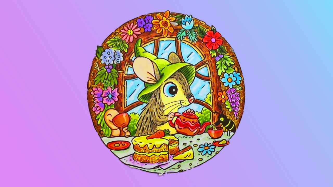 Tea party || MATCHSTICK MOUSE || A spring time coloring book || Art X ...