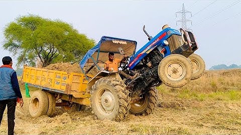 JCB 3dx extra Backhoe loading mud in Trolley With tractor 🚜 John Deere Powertrac Euro 50