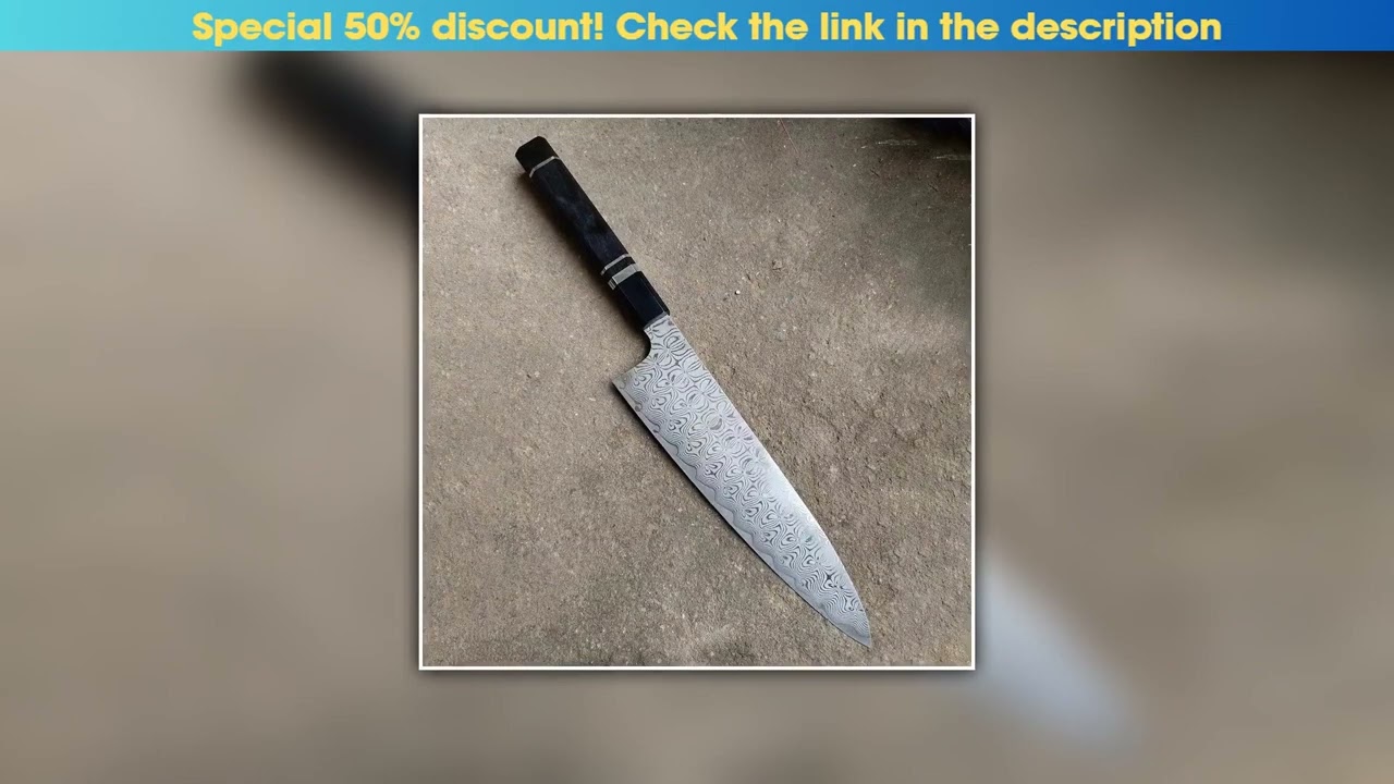 Deal Chef Knife Ebony Handle 67 Layer Damascus Steel 10Cr18MoV Blade Sharp Slicing Sushi Cleaver Sa