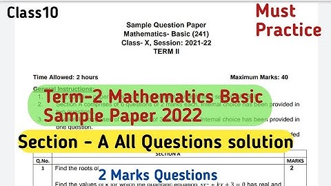 Term-2 Basic Math sample paper 2022 solution| Solution of Math basic sample paper term2 cbse class10