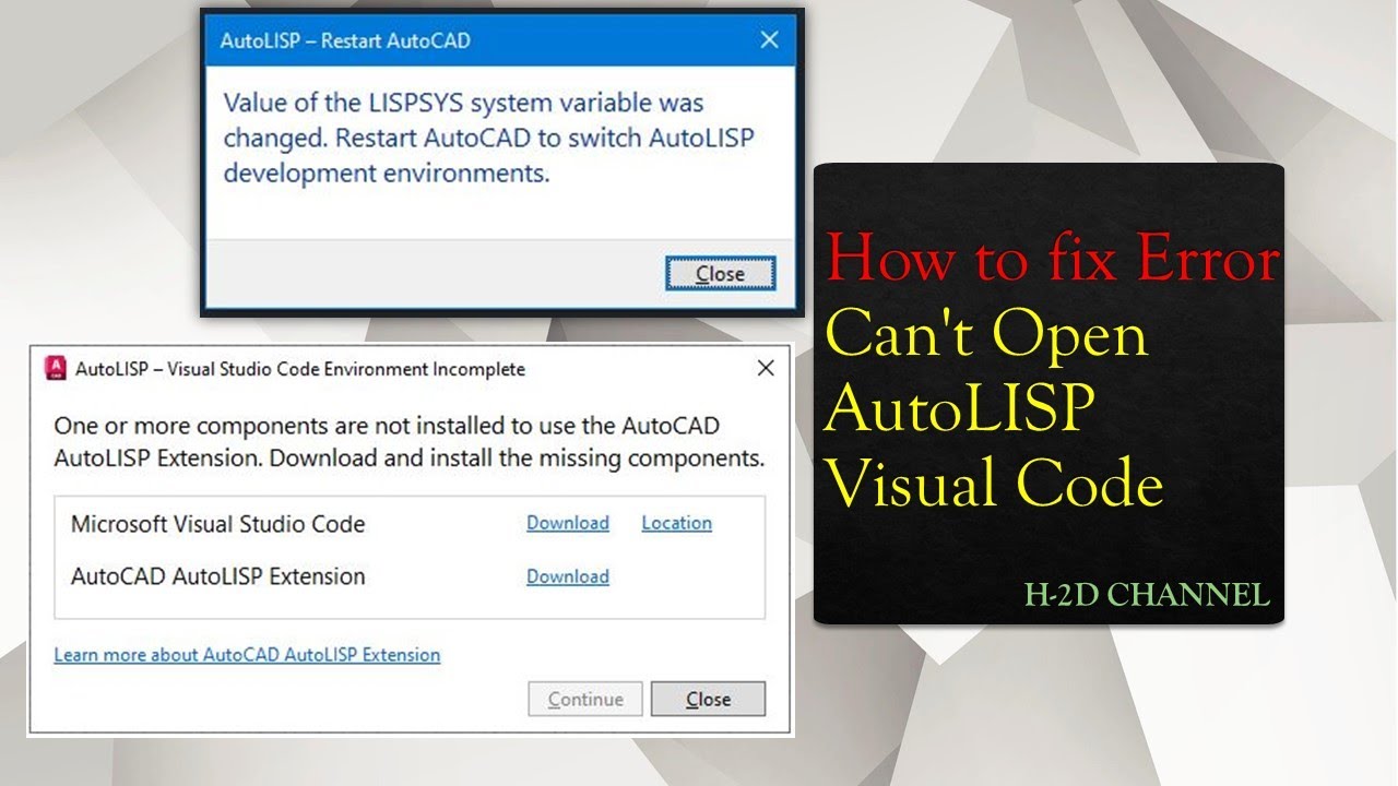 How to fix Error - Can't Open AutoLISP Visual Code - YouTube