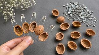Look What I Did With Safety Pins and Walnut Shells DIY Idea