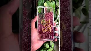 Pink Good vibes water glitter silicon case for Apple iphone 12 pro