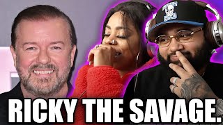 Ricky Gervais Jokes That Would Get You Fired In 10 Seconds - SAVAGE MODE - BLACK COUPLE REACTS