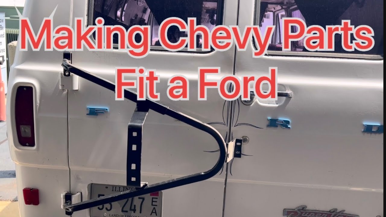 Van conversion spare tire carrier Install Junkyard parts Chevy to Ford