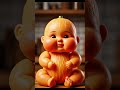 So Squishy! 🍉🧡 Chubby Tiny Face Nibbling Watermelon &amp; Papaya #shorts #cute #baby #cuteanimation