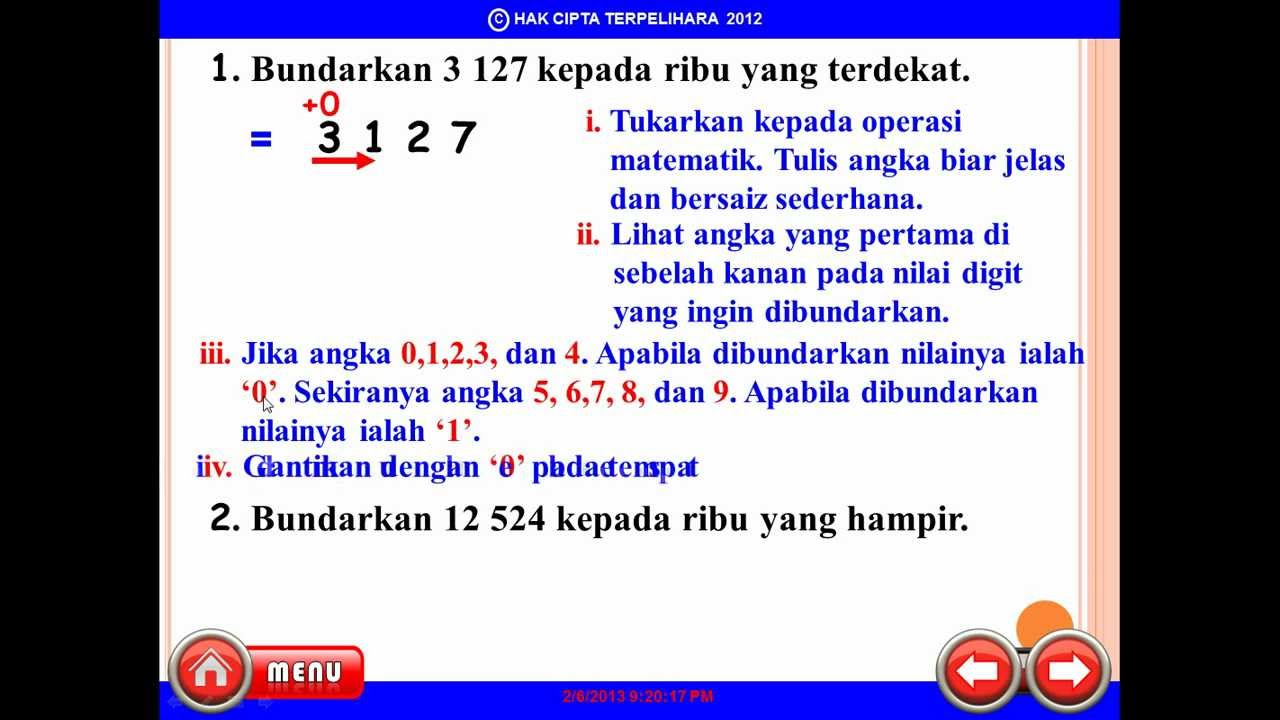 Soalan Matematik Tahun 4 Bundarkan - Satu Huruf b