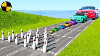 Big & Small Cars vs Bowling Pins 😱 BeamNG.Drive