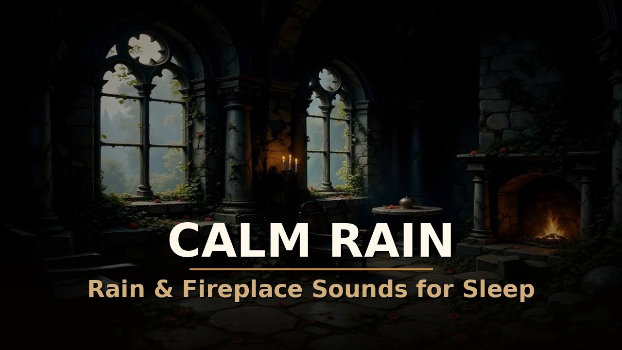 Rainy Fireplace Sounds for Sleep | Crackling Fire & Rain for Deep Sleep & Relaxation | Black Screen
