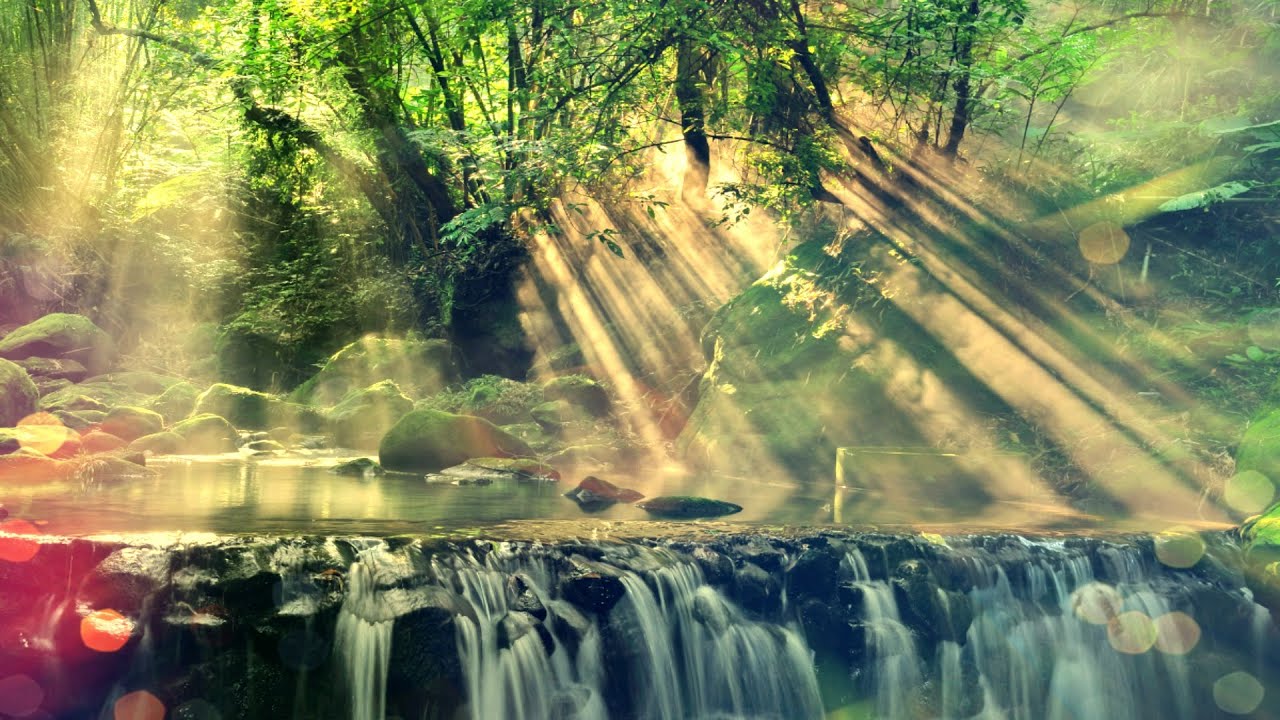 Relax music with soft river sounds - active piano music