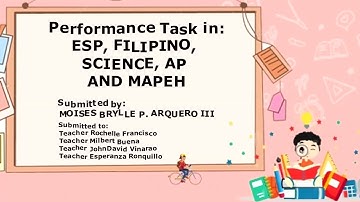 Performance Task in ESP, FILIPINO, SCIENCE, AP AND MAPEH