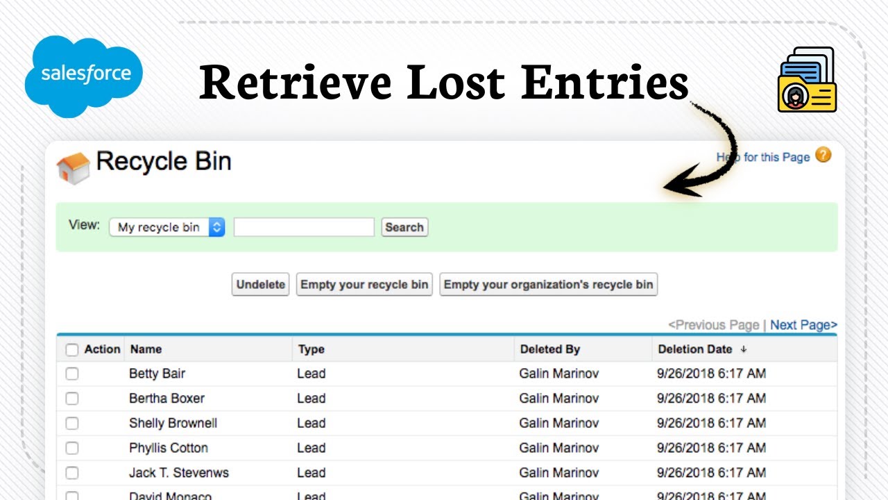 How to restore deleted records in Salesforce (Recycle Bin) - YouTube