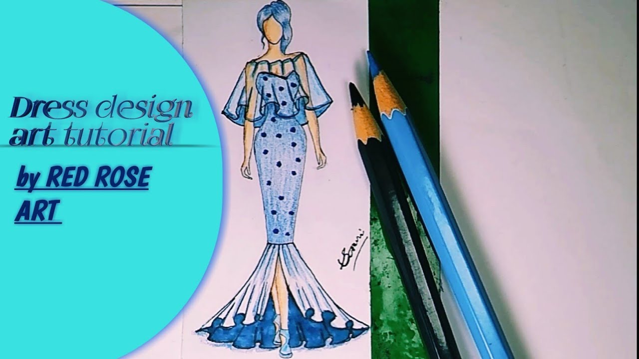 How to draw a beautiful dress step by step.Dress design tutorial.👗👌