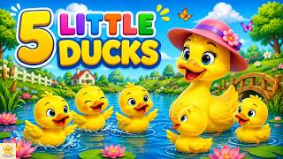 🦆 5 Little Ducks Went Out One Day | Learn Numbers with Ducks | Nursery Rhyme | Learn Numbers 1 to 5
