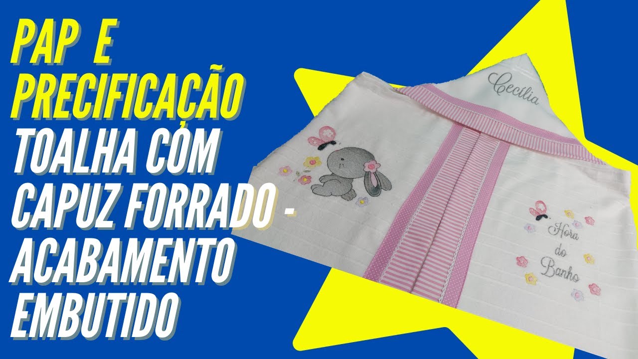 TOALHA DE BANHO COM CAPUZ FORRADO ACABAMENTO EMBUTIDO