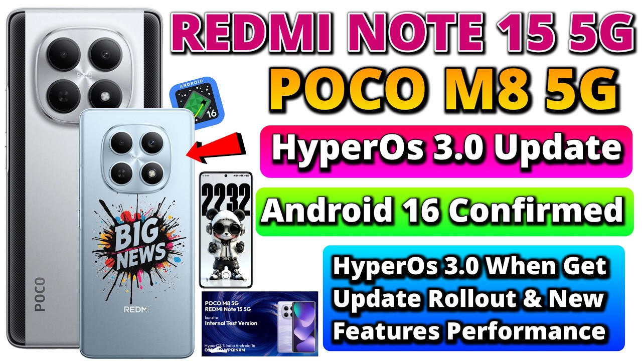 Redmi Note 15 5G & POCO M8 5G HyperOS 3.0 Update 🔥 Android 16 Confirmed ...