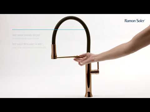 Кухонний змішувач мідного кольору з гнучким виливом Ramon Soler Magnet Cooper 386801, видео 1