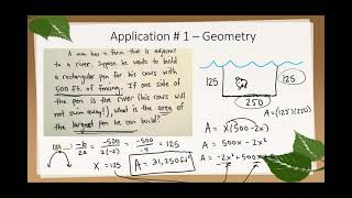 34. Applications of Quadratics Geometry