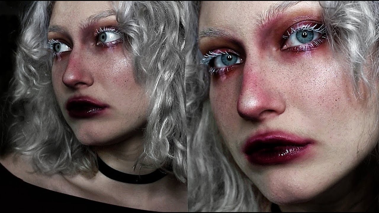 Red white eyelashes makeup - YouTube