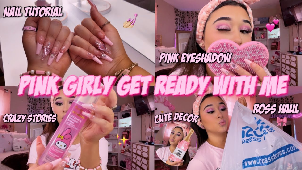 ALL PINK GET READY WITH ME ♡ | makeup, nail tutorial, hair, crazy stories, & ross haul
