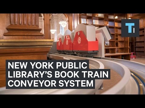 New York Public Library installed a book train conveyor system