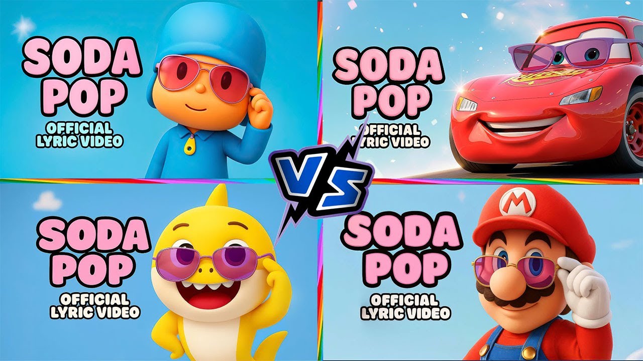 POCOYO🆚CARS 🆚BABY SHARK🆚Mario  x SODA POP 🎶🎵 Who Is Best?