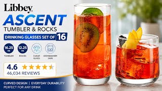 Libbey Ascent Glass Set Review | Best 16-Piece Drinking Glasses for Everyday Use & Entertaining