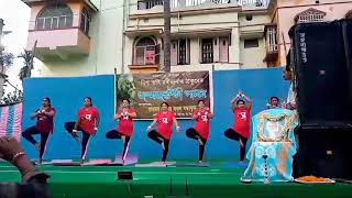 Yoga performed by children and women on the occasion of #rabindrajayanti #debinagar #2024 #yoga