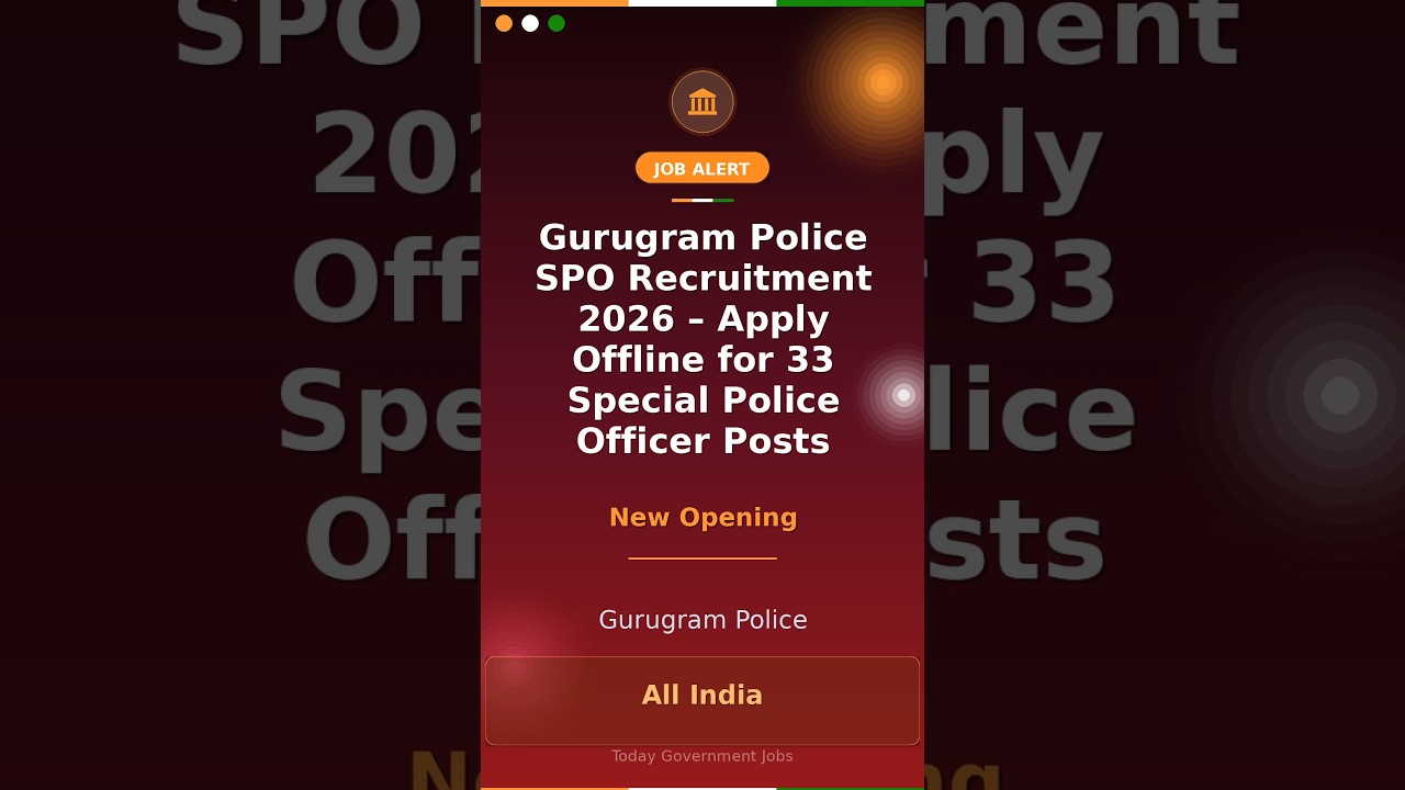 Gurugram Police SPO Recruitment 2026 – Apply Offline for 33 Special Police Officer Posts